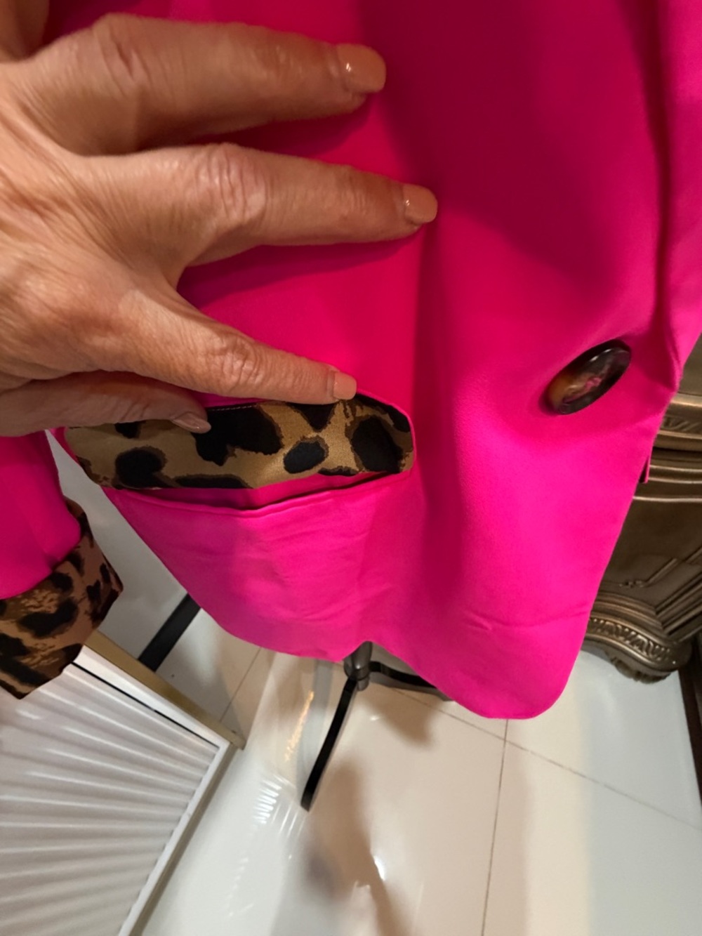 JODIFL Hot Pink Blazer with Leopard Cuff Accent - Picture 11 of 16